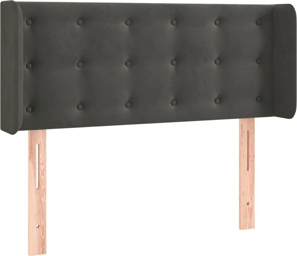 vidaXL sötétszürke bársony fejtámla szárnyakkal 93x16x78/88 cm