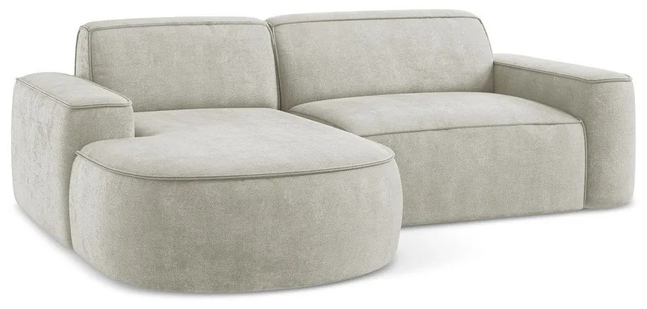 Krémszínű zsenília sarokkanapé (bal oldali-heverő résszel) Omao – Makamii