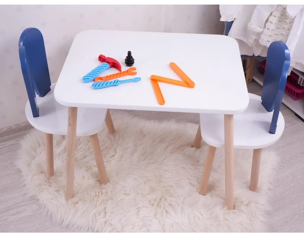 Gyerekasztal székekkel Bunny Two Chair Set - Blue, White
