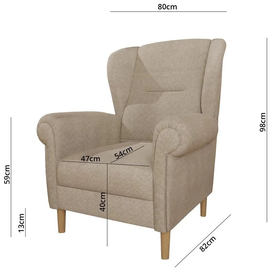 Világosbarna füles fotel Swan – Ropez