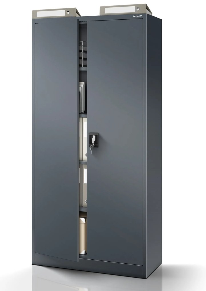 Fém iratszekrény JAN H, 900 x 1950 x 400 mm, antracit