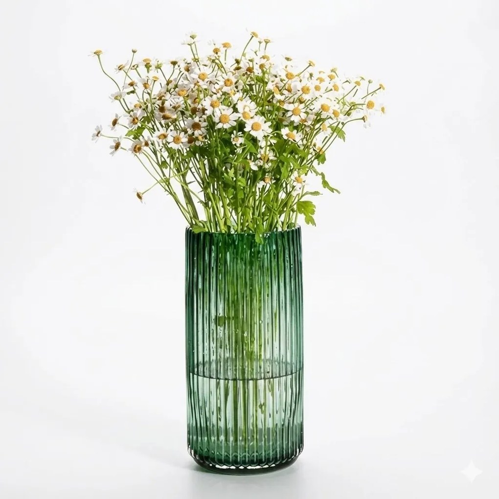 Üveg váza Bordázott Átlátszó Dekoratív Glamour