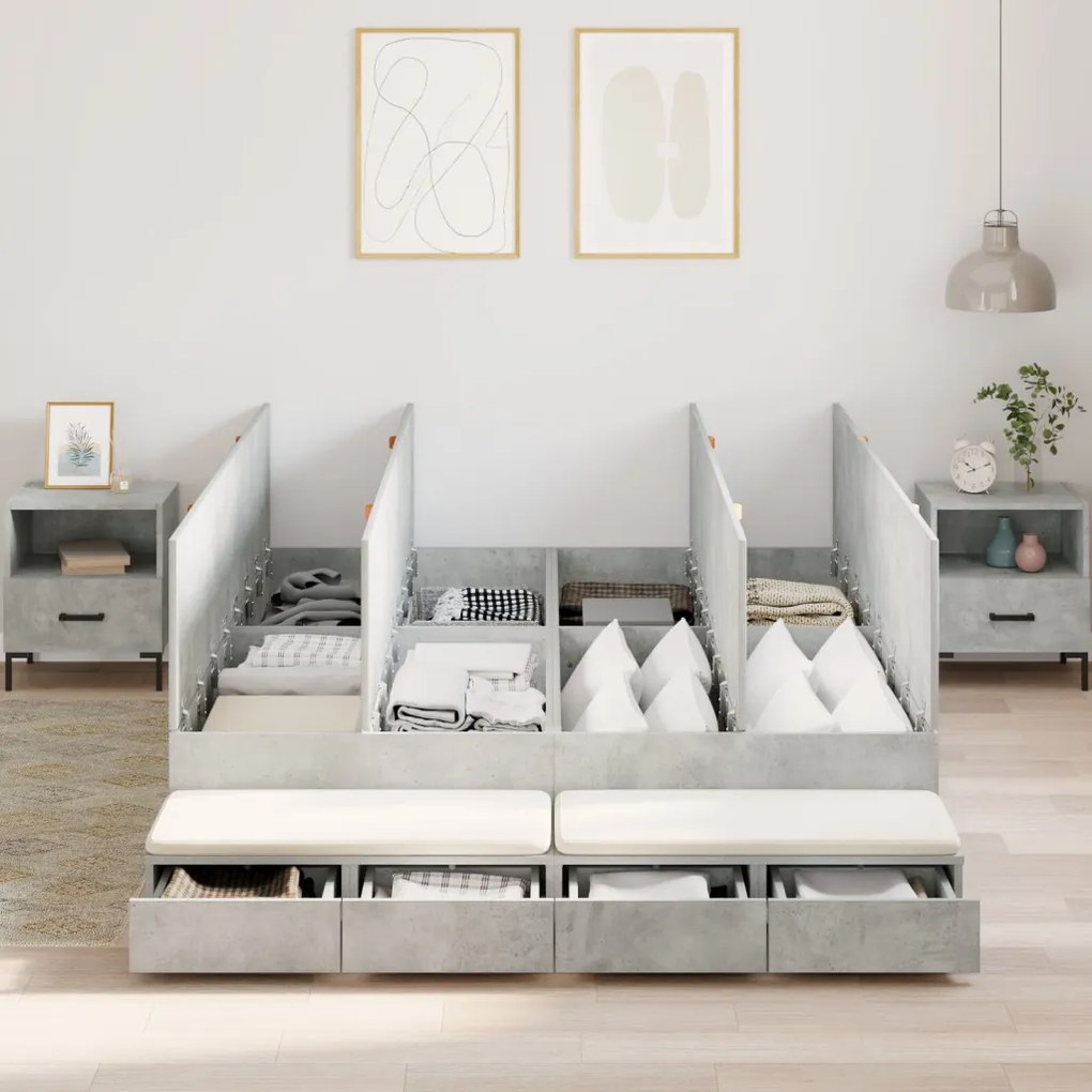 Tároló Ágykeret Betond Grey 135x190 cm