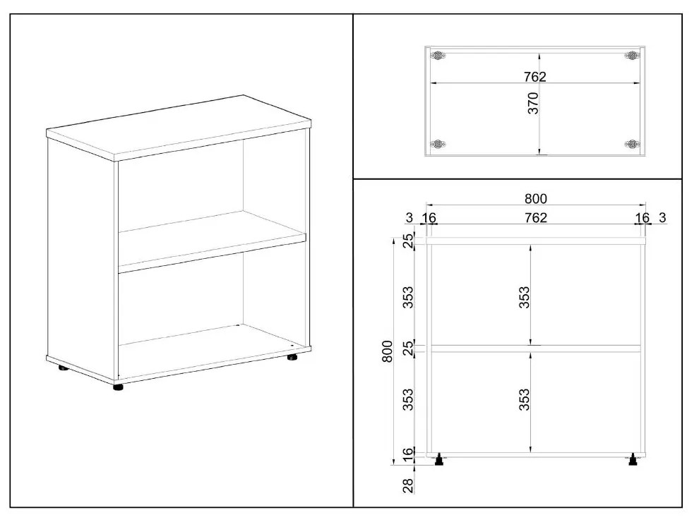 SimpleOffice alacsony szekrény 80 x 40 x 80 cm, szürke