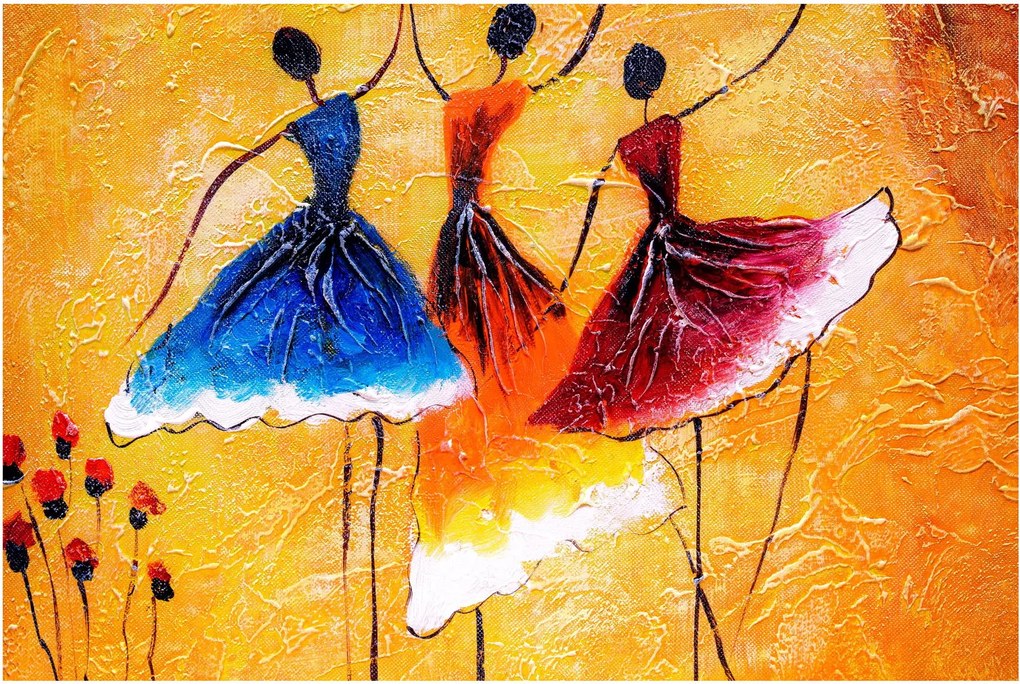 Kép - olajfestmény, balerinák (90x60 cm)