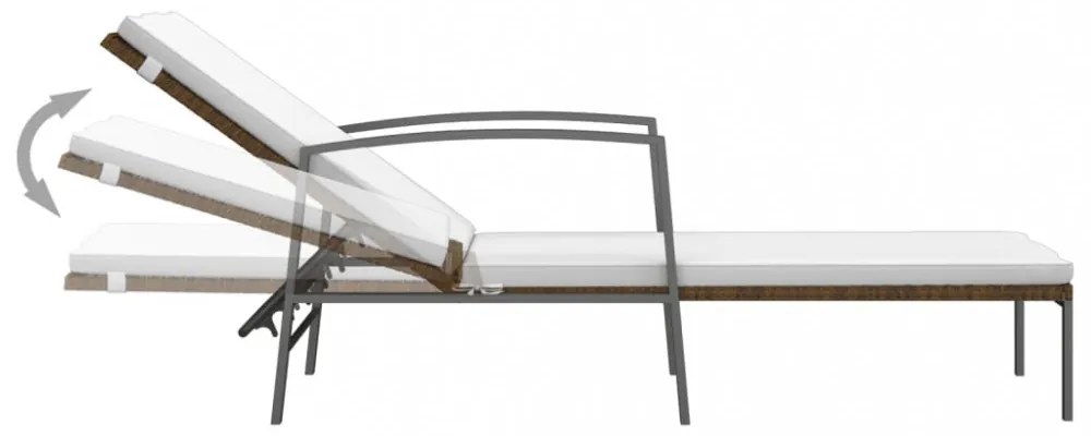 2 db barna polyrattan napozóágy asztallal