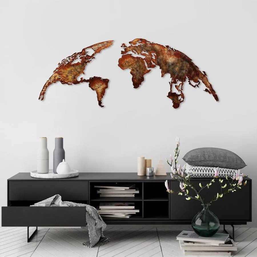 Fém fali dekoráció, World Map Medium - 1