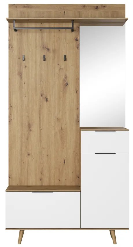 NORDIC A Előszobafal Artisan Tölgy / Fehér Színben