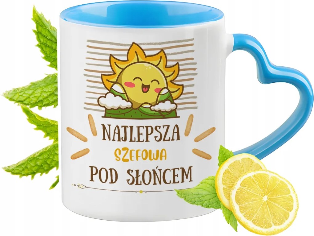 Főnöknek Kék Bögre Szív Alakú Füllel Ajándék