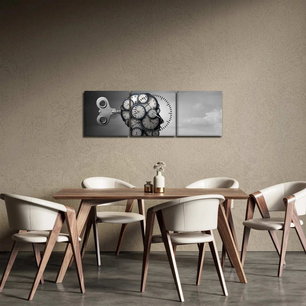 Művészi kép egy fej órával (órával) (90x30 cm)