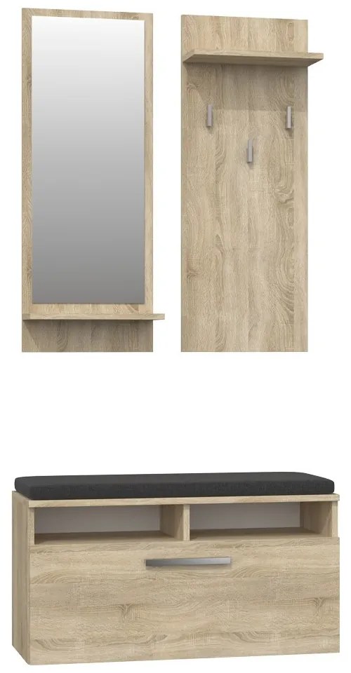 Aldabra Riva előszobafal, 35x90x16 cm, sonoma