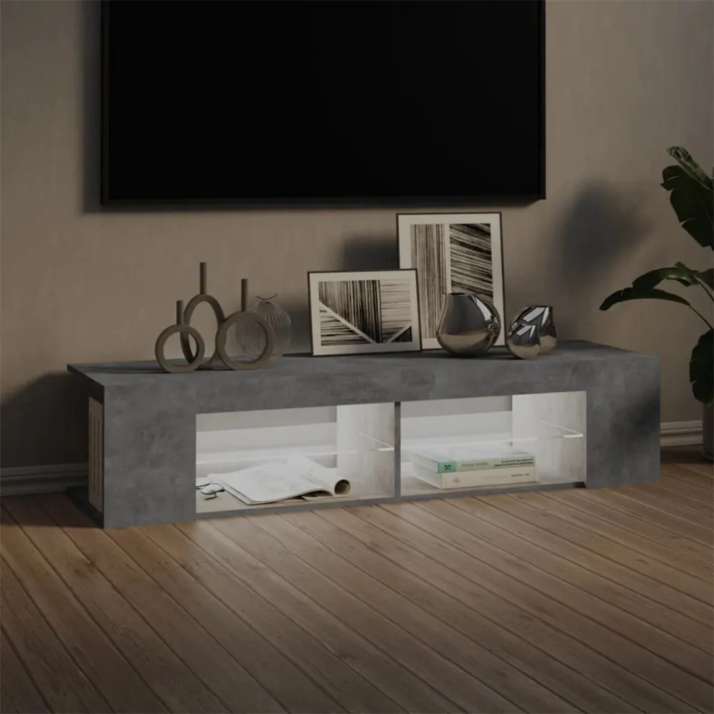 betonszürke TV-szekrény LED-lámpákkal 135 x 39 x 30 cm