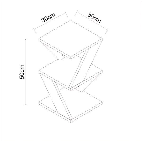 Kisasztal ALBENI 50x30 cm fehér