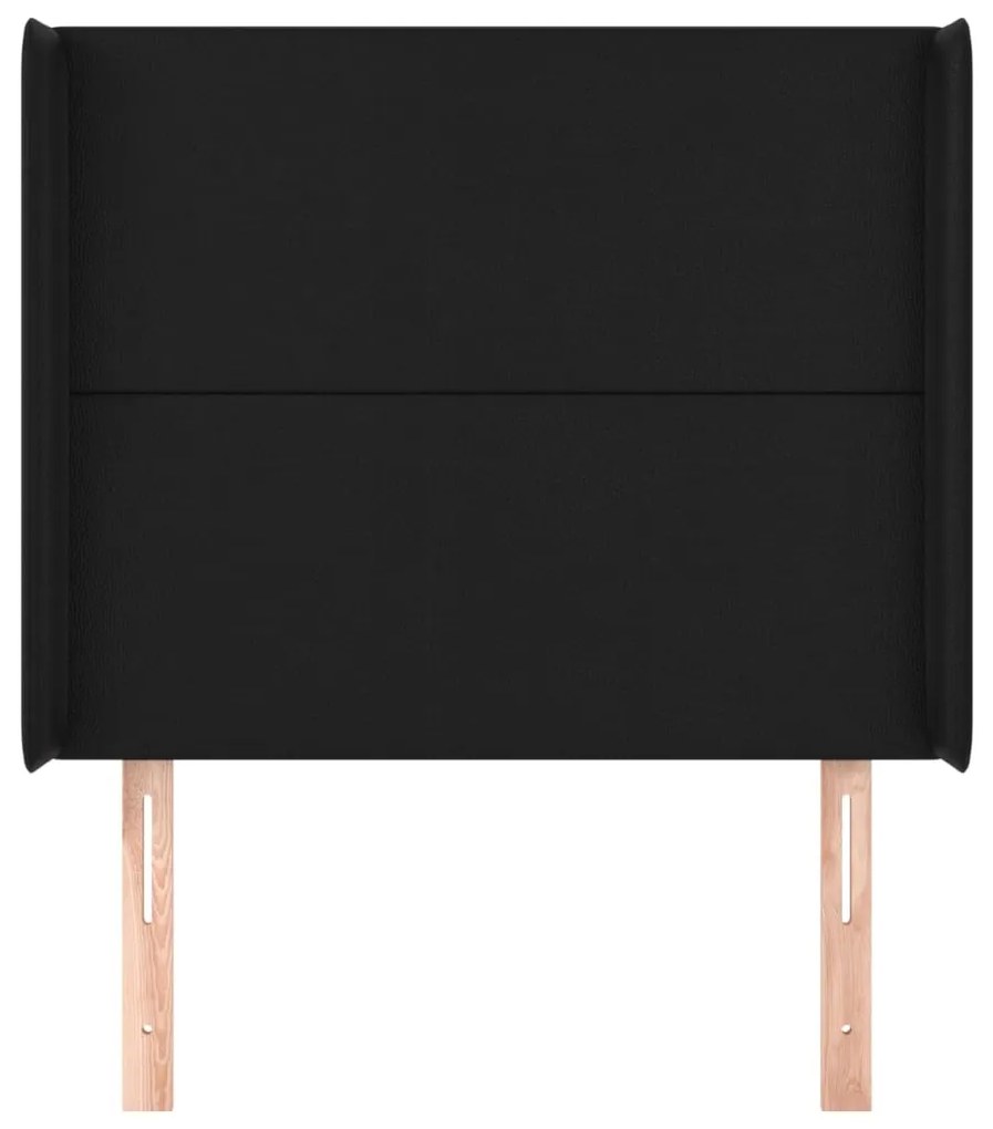 fekete műbőr fejtámla szárnyakkal 93x16x118/128 cm