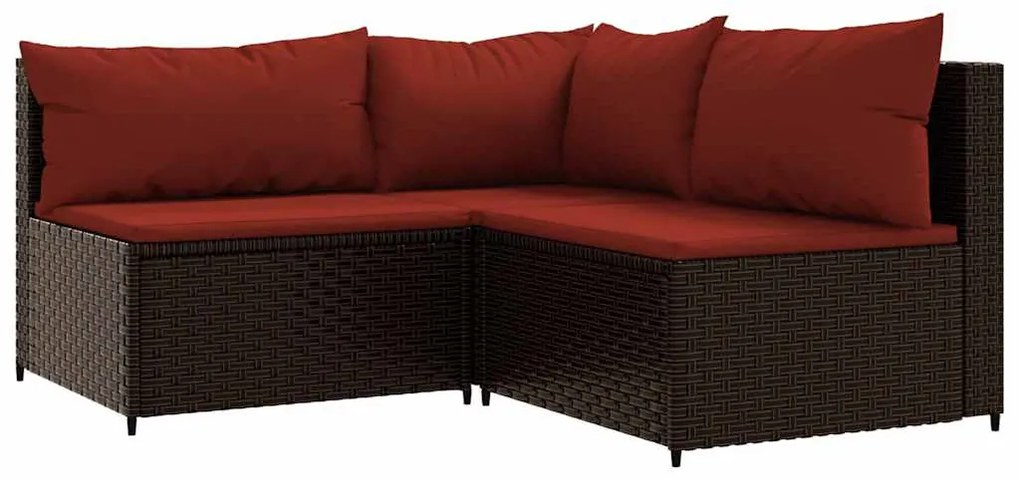 4 részes barna polyrattan kerti ülőgarnitúra párnákkal