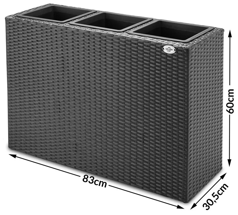 Casaria® Virágtartó 83x30,5x60 cm - fekete