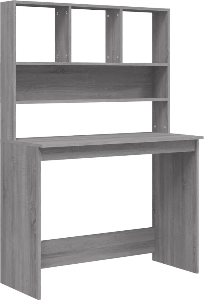 vidaXL szürke sonoma színű szerelt fa íróasztal polcokkal 102x45x148cm