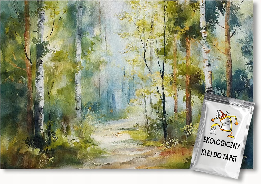 Fotótapéta Flizelina Tájkép Erdő Nyírfák Út 200x140 ragasztó