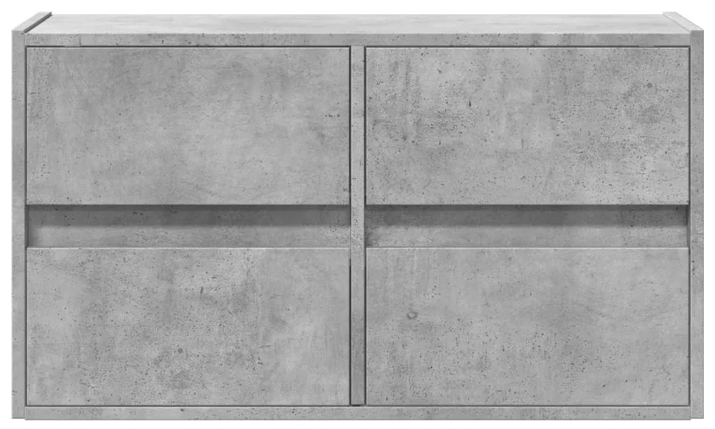 betonszürke falra szerelhető TV-szekrény LED-del 80x31x45 cm