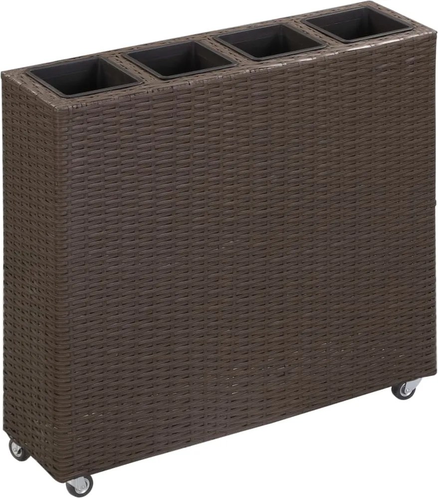 vidaXL barna polyrattan kerti magaságyás 4 kaspóval 80 x 22 x 79 cm