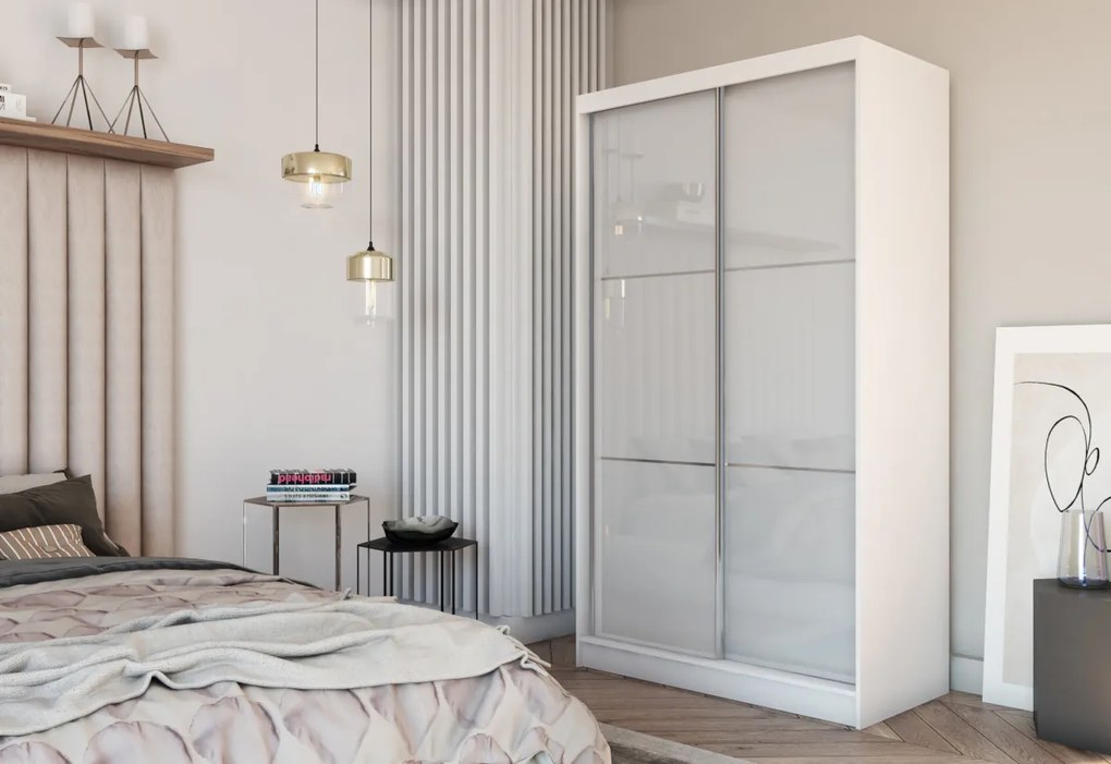 KUREZ tolóajtós ruhaszekrény, 180x216x61, tölgy sonoma/fehér