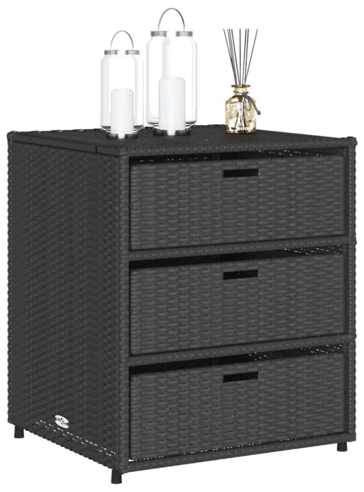 fekete polyrattan kerti tárolószekrény 55 x 59 x 69 cm