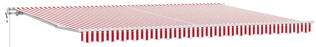 Automatikus Behúzható Napellenző Piros és Fehér Csíkkal 500x300 cm