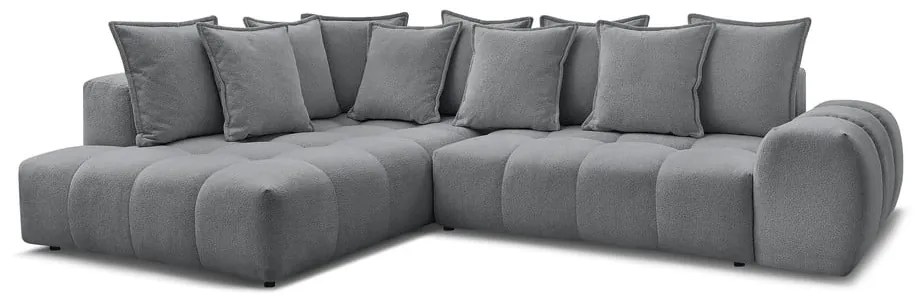 Sötétszürke zsenília kinyitható-tárolóhelyes sarokkanapé (bal oldali-L alakú) Everest – Bobochic Paris