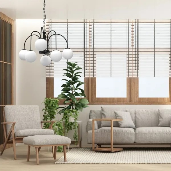 Csillár láncon CAMBRIDGE 6xE14/60W/230V fekete