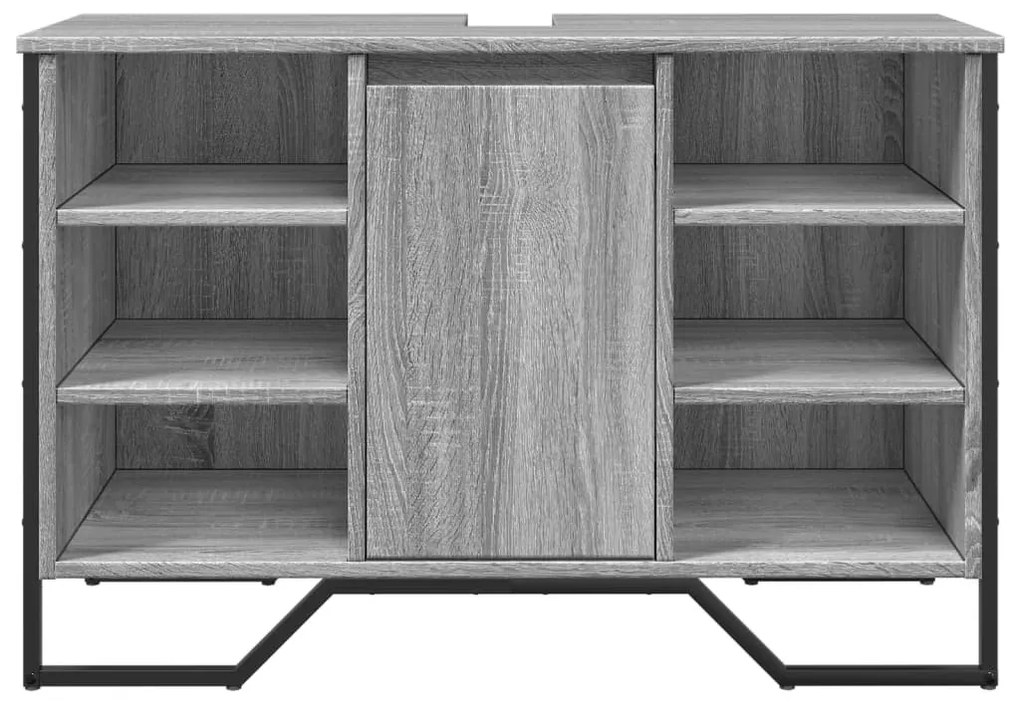Szürke sonoma szerelt fa fürdőszobai mosdószekrény 91x35x60 cm