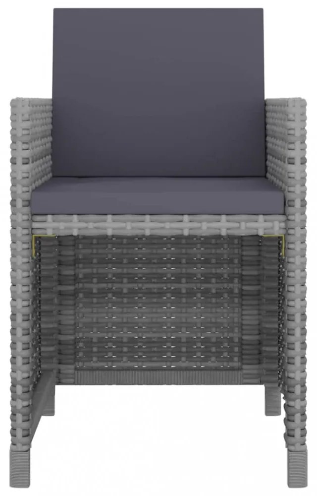 11-részes szürke polyrattan kültéri étkezőszett párnákkal