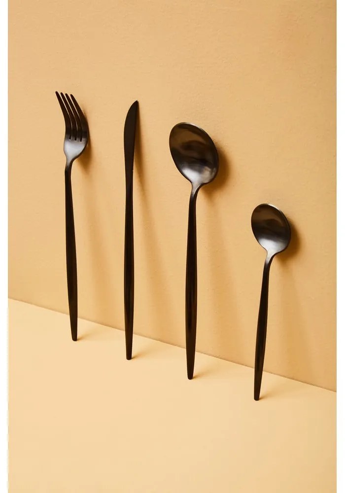 Fekete rozsdamentes acél evőeszköz készlet 16 db-os Modern retro – Premier Housewares