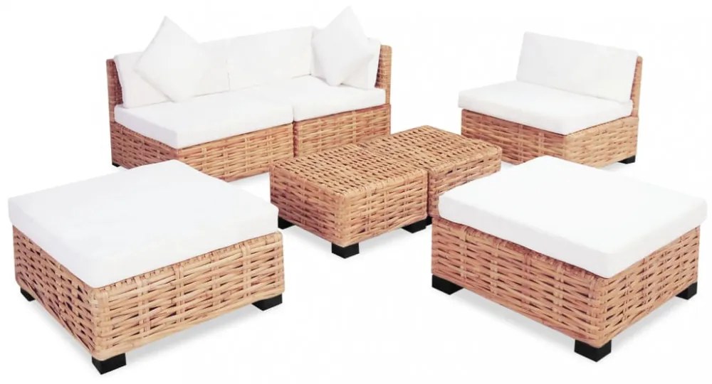 18 részes természetes rattan kanapészett