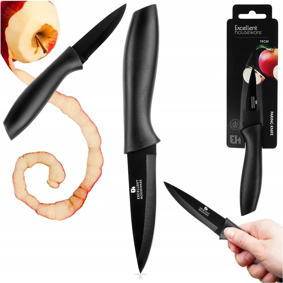 Hámozó kés acél fekete 19 cm