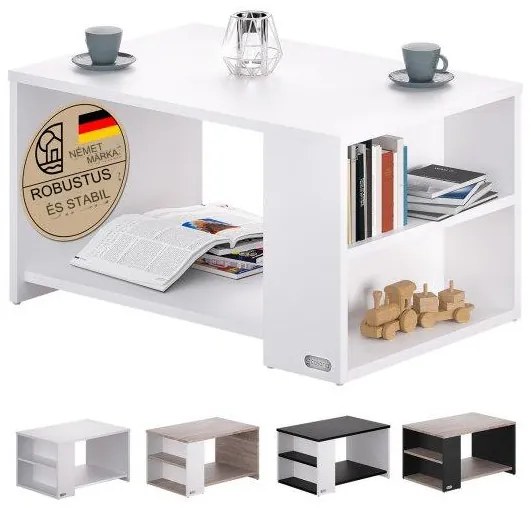 Casaria® Santa Cruz dohányzóasztal 90x59x47 cm - fehér