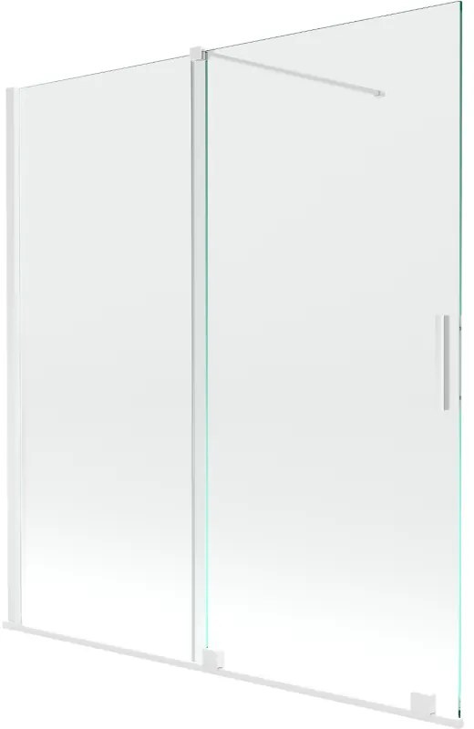Mexen Velar, 2 szárnyas eltolható kádparaván 150 x 150 cm, 8mm átlátszó üveg, fehér profil, 896-150-000-01-20