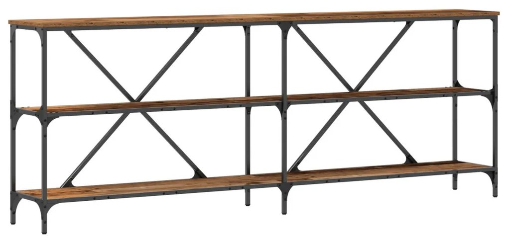 Konzolasztal Régi Fa 200x30x75 cm Műanyag Fa és Acél