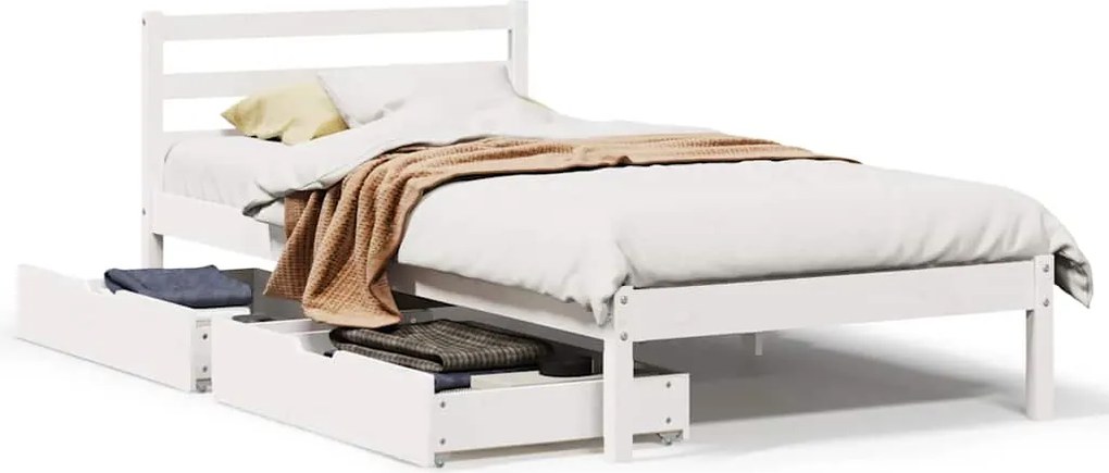 vidaXL fehér tömör fenyőfa ágykeret matrac nélkül 90 x 190 cm