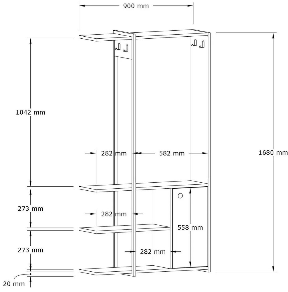 Előszoba bútor Dakodu (zafír tölgy + fekete) . 1093885