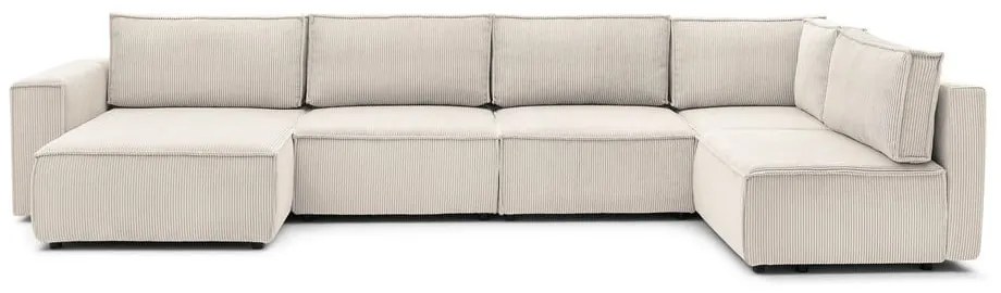 Krémszínű kordbársony sarokkanapé (jobb oldali-"U" alakú) Nihad modular – Bobochic Paris
