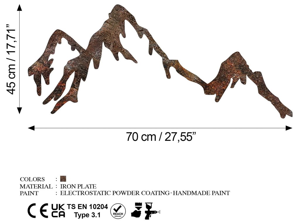 Fém fali dekoráció, Rusty Mountain