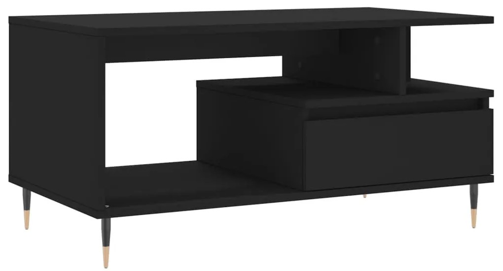 Fekete szerelt fa dohányzóasztal 90 x 49 x 45 cm