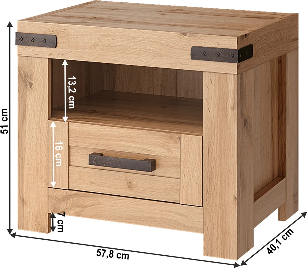 Éjjeliszekrény 1S, wotan tölgy, MORATIZ