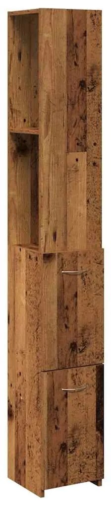 Antik fa színű szerelt fa fürdőszobaszekrény 25x25x170 cm