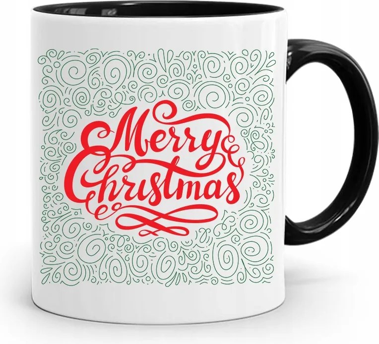 Fekete Karácsonyi Bögre Mikulásra, fényképes nyomtatással