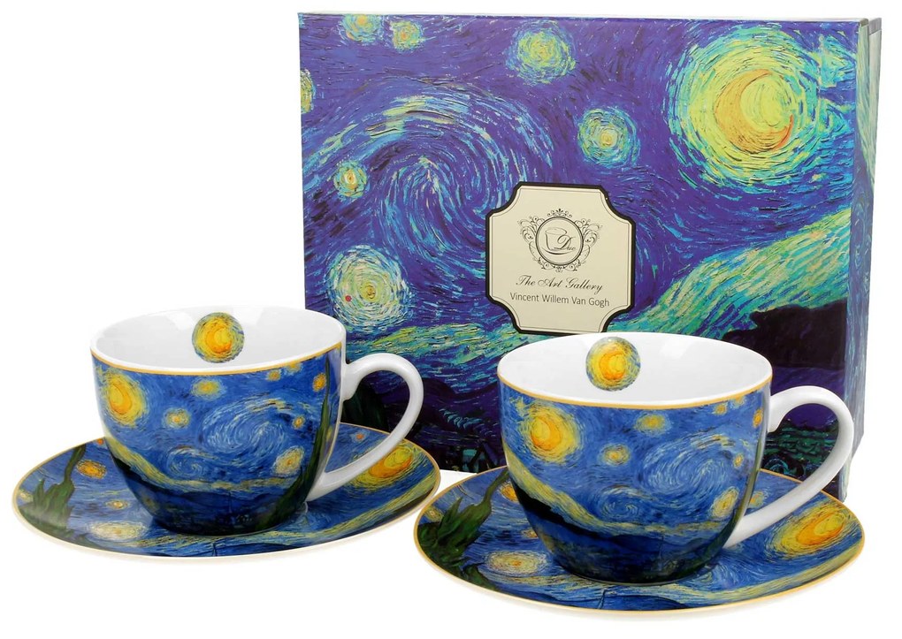 Porcelán csésze 2 személyes szett Van Gogh Csillagos éj