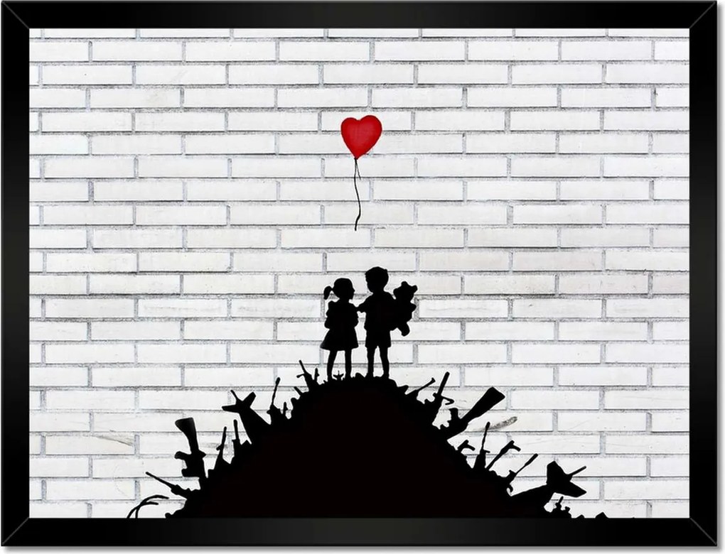 Poszterek keretben 40x30 Banksy Hegyi fegyver léggömb