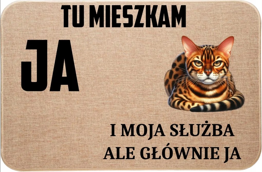 Lenvászon Lábtörlő Cicával Itt Lakom Én És A Szolgálatom, De Főleg Én