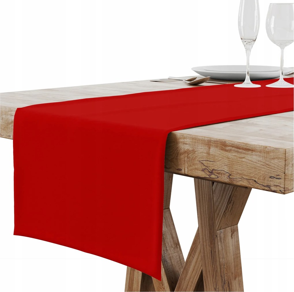 Asztali Futó Abrosz Matt, Sima 40X180 CM, 2 Cm-es Szélhajtással Szegve, Piros