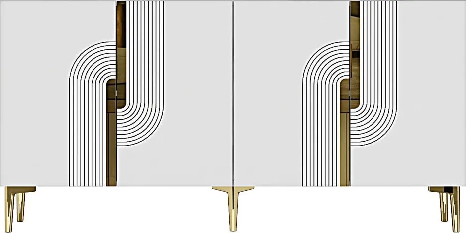 Meyra komód, fehér-arany, 150 cm